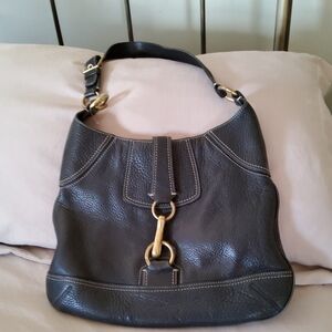 Coach Dark Brown Leather Hobo Bag
